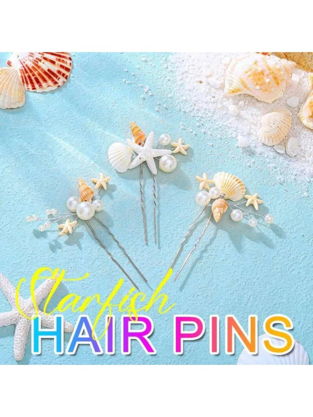 Mermaid Starfish Hair Pins Set - Pearl & Shell Hair Accessories for Women